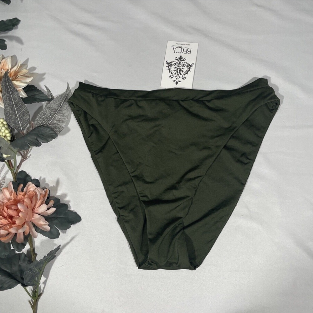 NWT BECCA High‎ Waist French Cut Bikini Bottoms in Bay [ Large ]